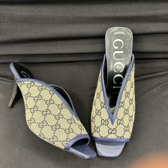 Gucci 2022 Supreme Crystal GG Monogram Heeled Mules, size 39 new without tags. - Picture 9 of 10